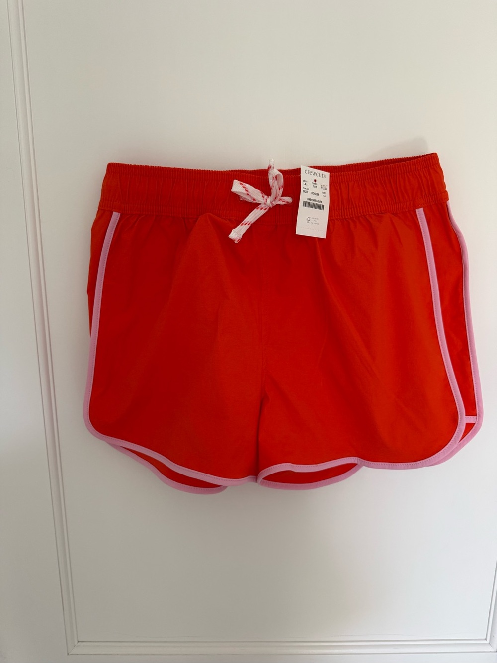 Crewcuts Bright Red Board Short with Light Pink Piping